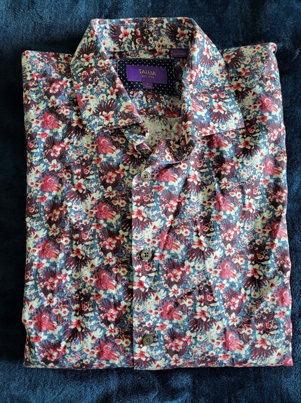 TALLIA Long-Sleeve Tropical Floral Button-Up Shirt  L 16 1/2
